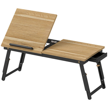 Betttisch laptoptisch verstelbaar met lade | Kleur: Eiche | Afmetingen: 83,5x33x34 cm