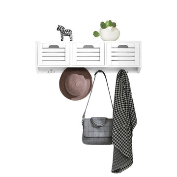Wandkapstok met opbergmanden - Hangplank - Halorganisator - MDF-constructie - Ruimtebesparend ontwerp - 80 cm x 25 cm x 20 cm