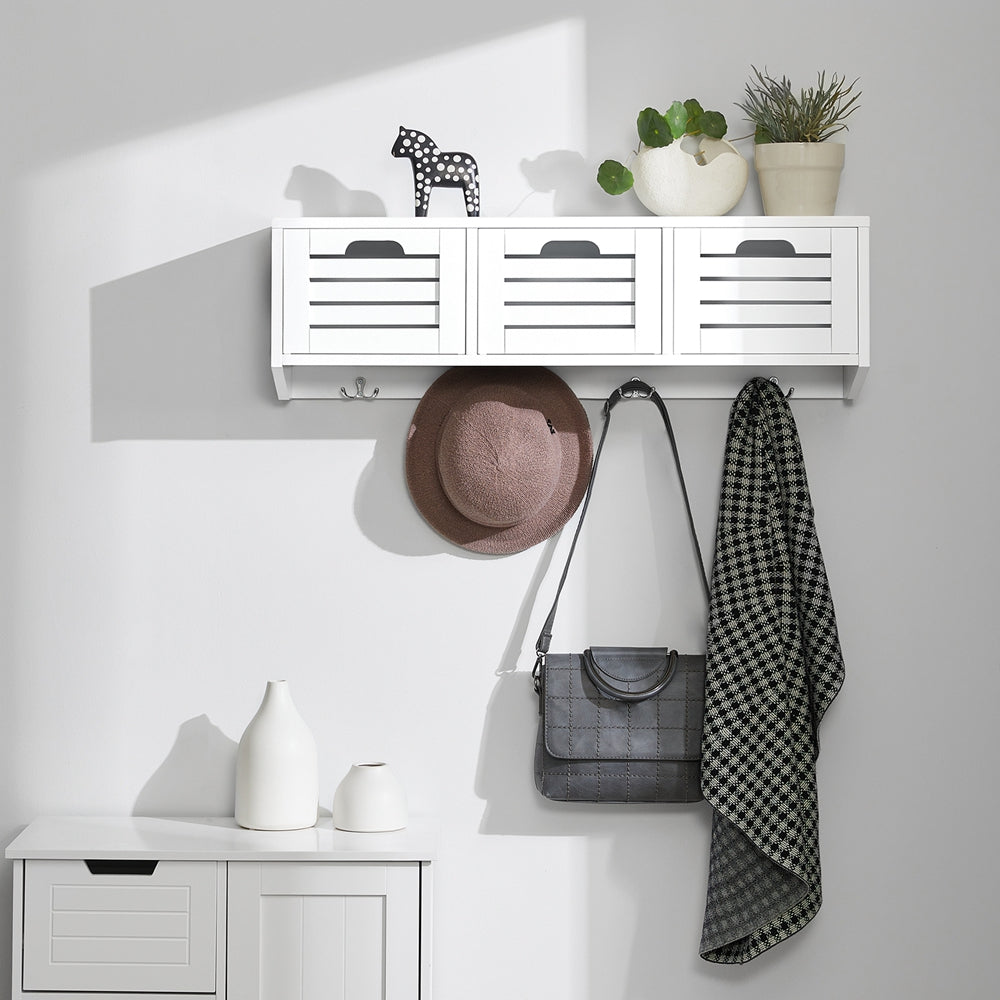 Wandkapstok met opbergmanden - Hangplank - Halorganisator - MDF-constructie - Ruimtebesparend ontwerp - 80 cm x 25 cm x 20 cm