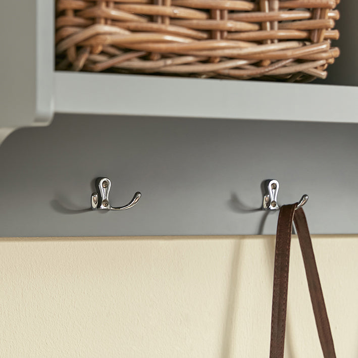 Wandkapstok met hangende plank - Halorganisator - Halopslag - MDF-constructie - 4 metalen haken - Ruimtebesparend ontwerp - 100 cm x 35 cm x 25 cm