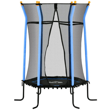 Kindertrampoline met veiligheidsnet | Kleur: Zwart+Blauw | Afmetingen: 163,5x163,5x190 cm