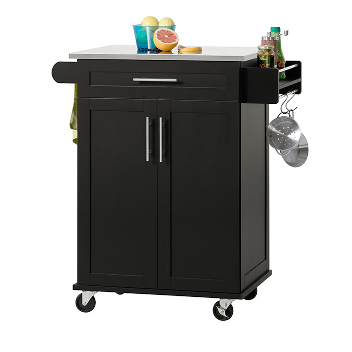 Moderne Keukentrolley - Drankenwagen - Serveerwagen - RVS Bovenblad - Handdoekhouder - Verrijdbaar met Wielen - 83cm x 90cm x 46cm
