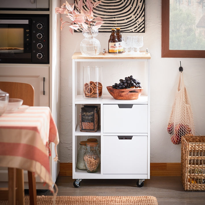 Kitchen Utility Cart - Opbergwagen - Rollende wagen - Gemakkelijke mobiliteit - 53x89x37cm