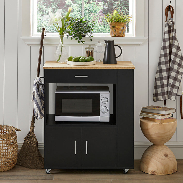 Keukentrolley - Dressoir - Serveerwagen - Keukeneiland - Mobiel opbergmeubel met handdoekhouder - 82cm x 88cm x 46cm
