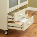 Kitchen Island Cart - Draagbaar eiland - Rollende keukenwagen - MDF(E1) Bamboe Rubberwood - Opbergmogelijkheden - 109cm x 92cm x 40cm