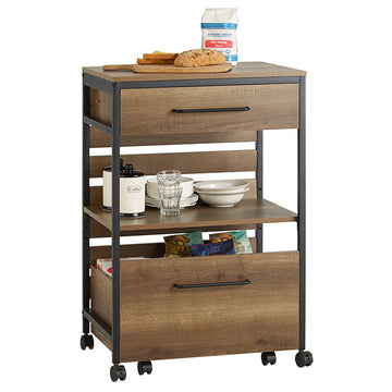Serveerwagen - Keukentrolley op Wielen - Barwagen - Vintage Stijl - Verwijderbare opslag - Gemakkelijke mobiliteit - Afsluitbare wielen - 60 cm x 90 cm x 45 cm