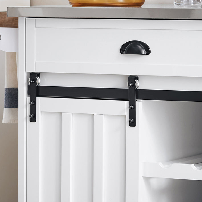 Rolling Kitchen Cart - Serveerwagen - Opbergwagen - Verstelbare Planken - Roestvrijstalen tafelblad - 69cm x 92cm x 46cm