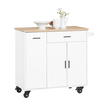 Kitchen Cart - Verrijdbaar Keukeneiland - Mobiele Opbergwagen - Verstelbare Plank - 105x92x46cm