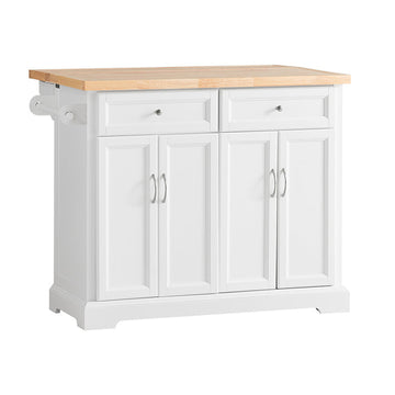 Kitchen Island Trolley - Uitbreidbaar werkblad - Keukenkast - Opbergorganisator - Hoogwaardig hout en MDF - Handdoekrek - 115 cm x 92 cm x 46-71 cm