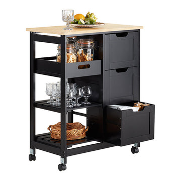 Opbergkast - Ladekast - Organizer - MDF en grenen - 67cm x 84,5cm x 37cm - Verrijdbaar met wielen - Verkrijgbaar in 3 kleuren