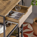 Serveerwagen FKW99-N - Zijwagen - Multifunctionele kast - MDF en metaal - 3-laags opslag - Mobiel met vergrendelbare remmen - 50 cm x 87 cm x 37 cm