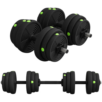 2-in-1 halterset 25 kg | Kleur: Zwart, Groen | Afmetingen: 20x105x20 cm