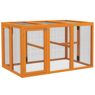 Houten kippenhok voor 1-3 kippen | Kleur: Oranje | Afmetingen: 84,5x140x80,5 cm