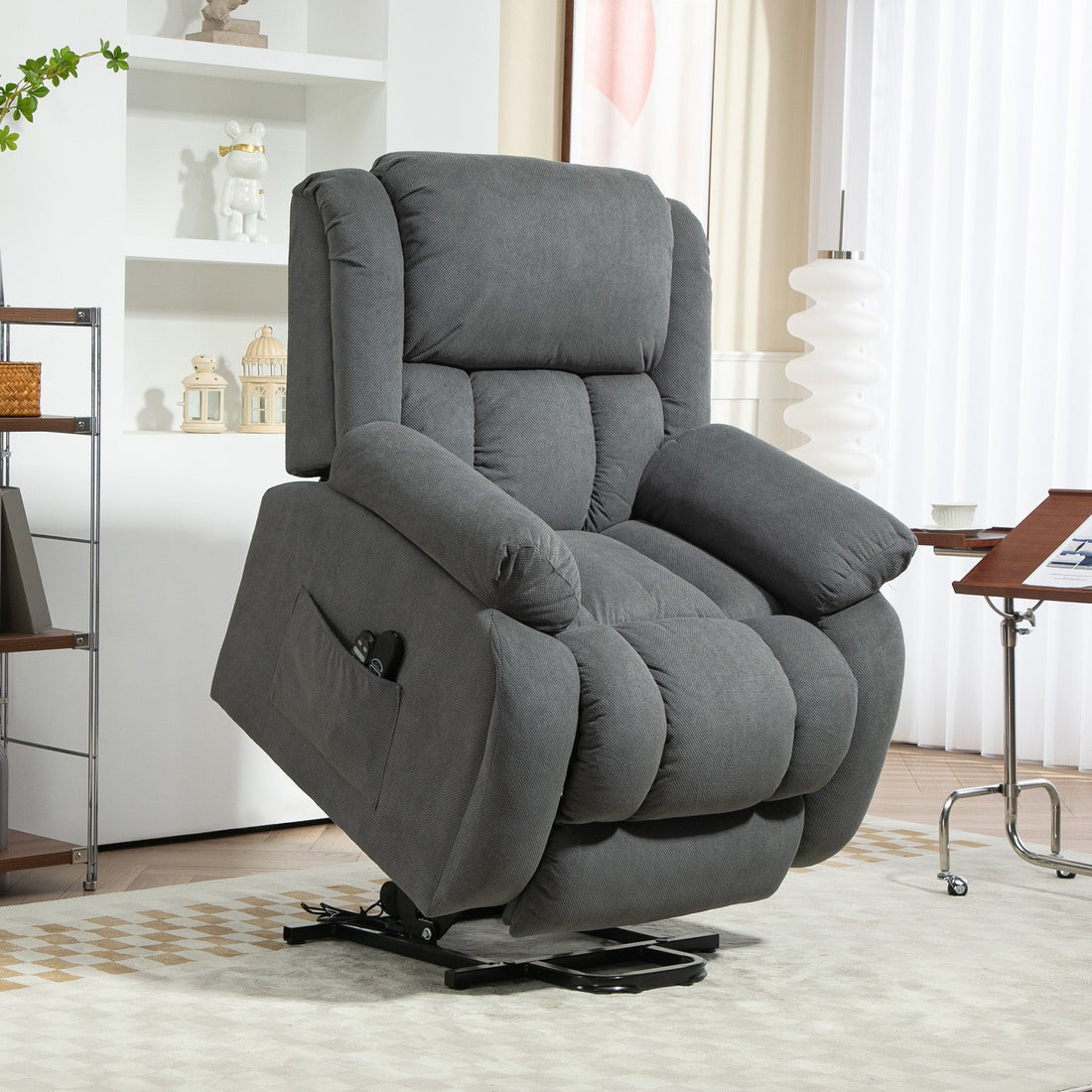 Elektrischer Relaxsessel mit Massage und Wärme | Farbe: Grau | Maße: 93x104x100 cm