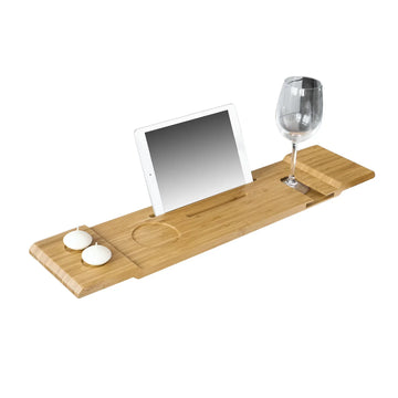 Bamboe Badkuiprek- Badplankbak met iPad/Mobiele Telefoon- Glas- en kaarsenhouder
