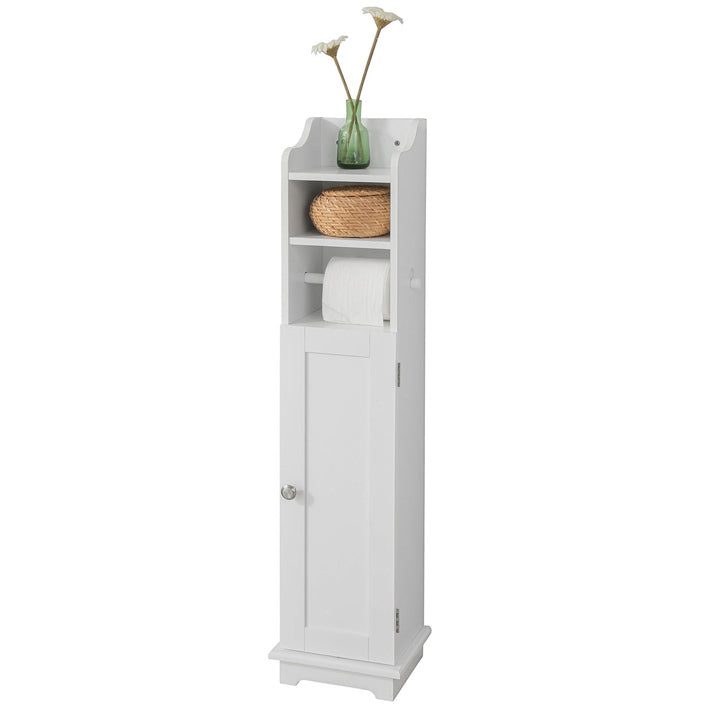 Badkamermeubel - Toiletrolhouder - Opbergorganisator - Ruimtebesparend ontwerp - Verstelbare planken - Wit MDF - 20 cm x 100 cm x 20 cm