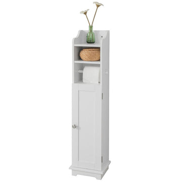 Badkamermeubel - Toiletrolhouder - Opbergorganisator - Ruimtebesparend ontwerp - Verstelbare planken - Wit MDF - 20 cm x 100 cm x 20 cm