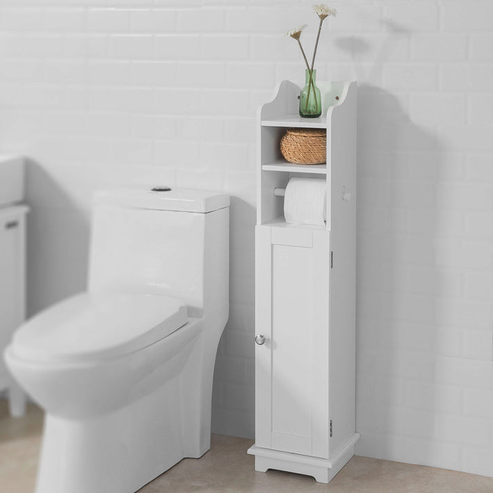 Badkamermeubel - Toiletrolhouder - Opbergorganisator - Ruimtebesparend ontwerp - Verstelbare planken - Wit MDF - 20 cm x 100 cm x 20 cm