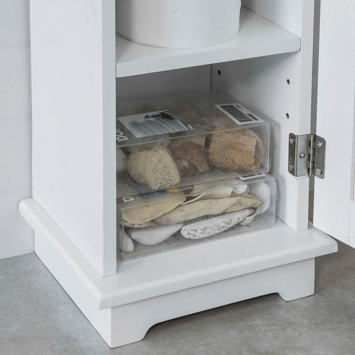 Badkamermeubel - Toiletrolhouder - Opbergorganisator - Ruimtebesparend ontwerp - Verstelbare planken - Wit MDF - 20 cm x 100 cm x 20 cm