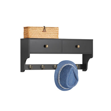 Wandkapstok met Laden - Hangplank - Halorganisator - Ruimtebesparend ontwerp - Milieuvriendelijk materiaal - 60 cm x 27 cm x 15 cm