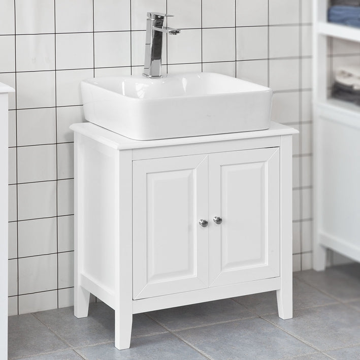 Moderne wastafelkast - Badkameropberger - Wastafelmeubel - MDF-constructie - Ruim met 2 deuren en 2 planken - Ideaal om te organiseren - 60 cm x 62 cm x 30 cm - Wit