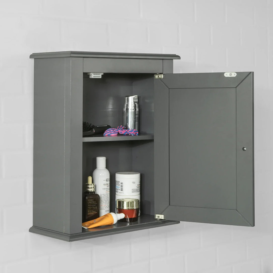 Grijze Wandmontage Enkele Deur - Badkamerkast - B40 x D18 x H49cm