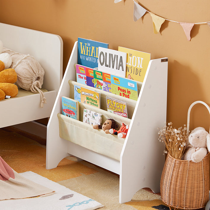 Kinderboekenplank - Hangplank - Tijdschriftenrek - Milieuvriendelijke spaanplaat - Veelzijdige opslag - Perfect voor peuters - 62 cm x 71 cm x 29 cm