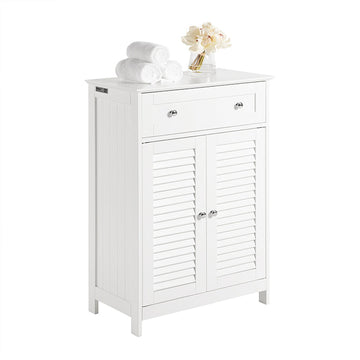 MDF Dressoir - Badkamerdressoir - Opbergkast - Luchtdoorlatende lattendeuren - Schimmelpreventie - Veelzijdig gebruik - 60 cm x 87 cm x 35 cm