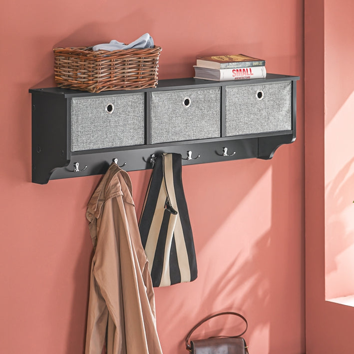 Wandkapstok met opbergruimte - Sleutelorganizer - Ingangsplank - FSC-gecertificeerd - 100x30x20 cm - Milieuvriendelijke honingraatverpakking