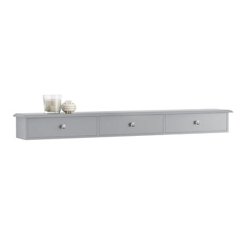 Zwevende Plank met Laden - Wandkast - Opbergorganisator - Modern Design - Ruimtebesparend - Geïntegreerde Stoppers - Lichtgrijs - 93cm x 10cm x 15cm