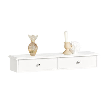 zwevende plank met laden - aan de muur gemonteerde opbergruimte - hangende lade - strak modern ontwerp - stevige MDF-constructie - ideaal voor cd's, boeken, decoratie - voorzien van veiligheidsladestoppers - wit - 64 cm x 15 cm x 10 cm