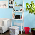 - Witte houten opbergrek, ladderplank met bureau en 2 planken - 64x39x180cm