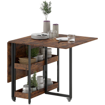 Industriële klaptafel voor 4 personen | Kleur: Rustiek Bruin | Afmetingen: 80x133,4x75 cm
