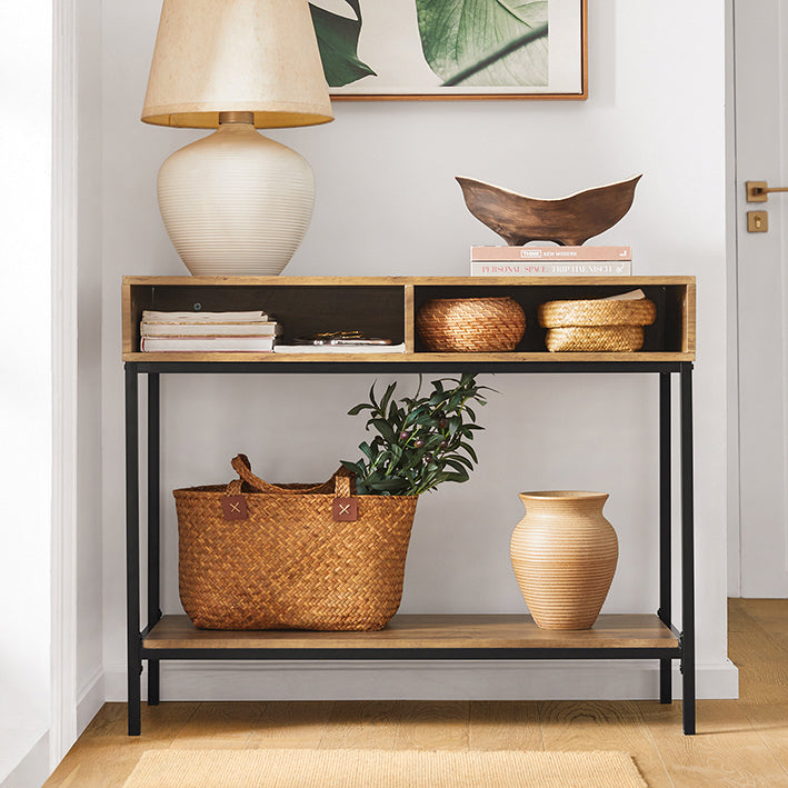 Moderne consoletafel - Salontafel - Haltafel - MDF en metalen constructie - Ruime opbergruimte - Veelzijdig gebruik - 100 cm x 80 cm x 40 cm