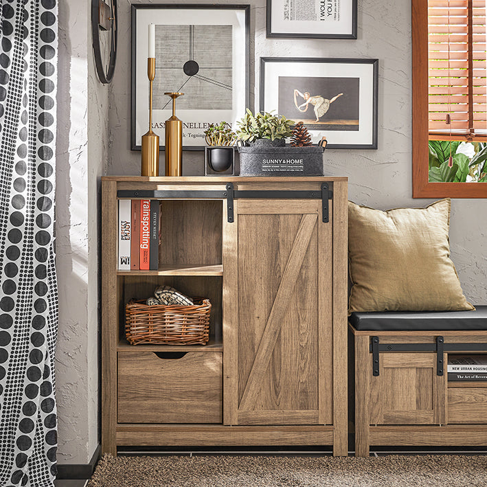 Modern dressoir met schuifdeur - dressoir - schoenenkast - veelzijdige opbergruimte - PB(E1) materiaal - 80 cm x 91 cm x 35 cm