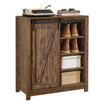 Modern dressoir met schuifdeur - dressoir - schoenenkast - veelzijdige opbergruimte - PB(E1) materiaal - ruim met 5 planken en lade - 80 cm x 92 cm x 35 cm