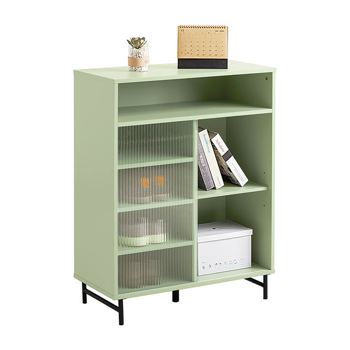 Moderne Opbergkast - Dressoir - Halkast - Dressoir - MDF en Metaal met Glas - Verstelbare Plank - Schuifdeur - Stabiel Ontwerp - 70cm x 90cm x 34cm