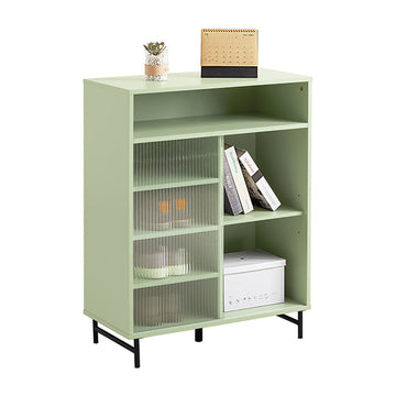 Moderne Opbergkast - Dressoir - Halkast - Dressoir - MDF en Metaal met Glas - Verstelbare Plank - Schuifdeur - Stabiel Ontwerp - 70cm x 90cm x 34cm
