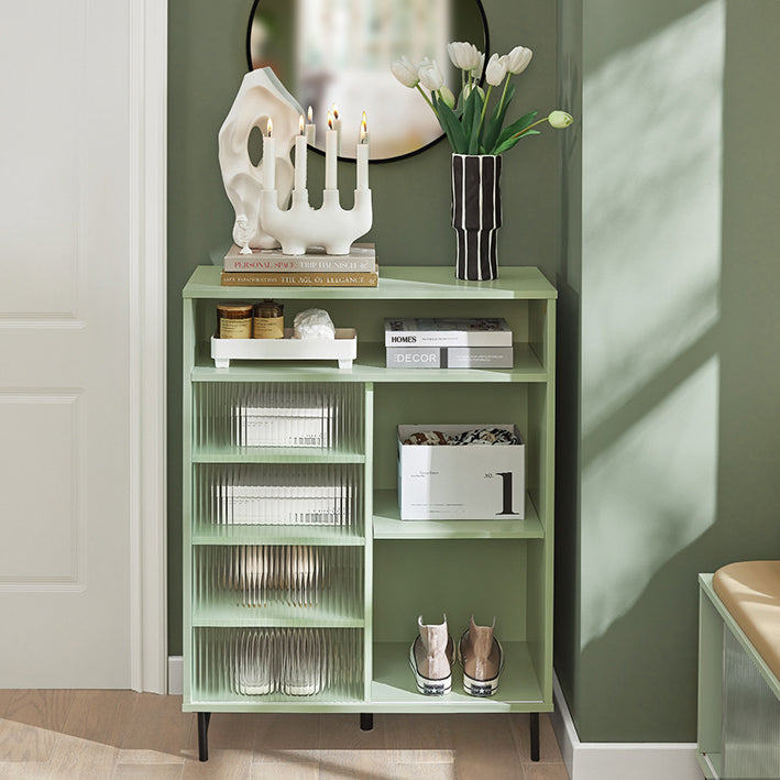 Moderne Opbergkast - Dressoir - Halkast - Dressoir - MDF en Metaal met Glas - Verstelbare Plank - Schuifdeur - Stabiel Ontwerp - 70cm x 90cm x 34cm