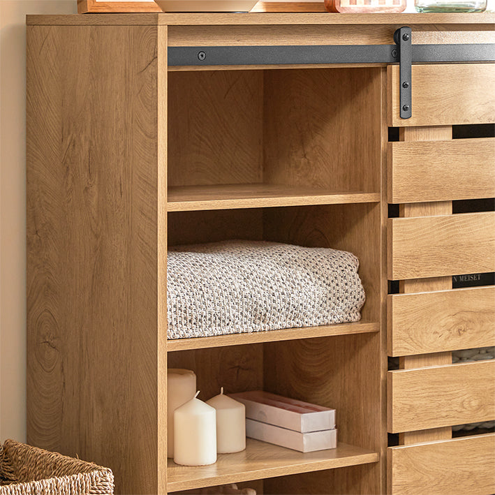 Modern dressoir met schuifdeur - dressoir - schoenenkast - veelzijdige opbergruimte - eenvoudige montage - duurzame PB- en MDF-materialen - 80 cm x 89 cm x 35 cm
