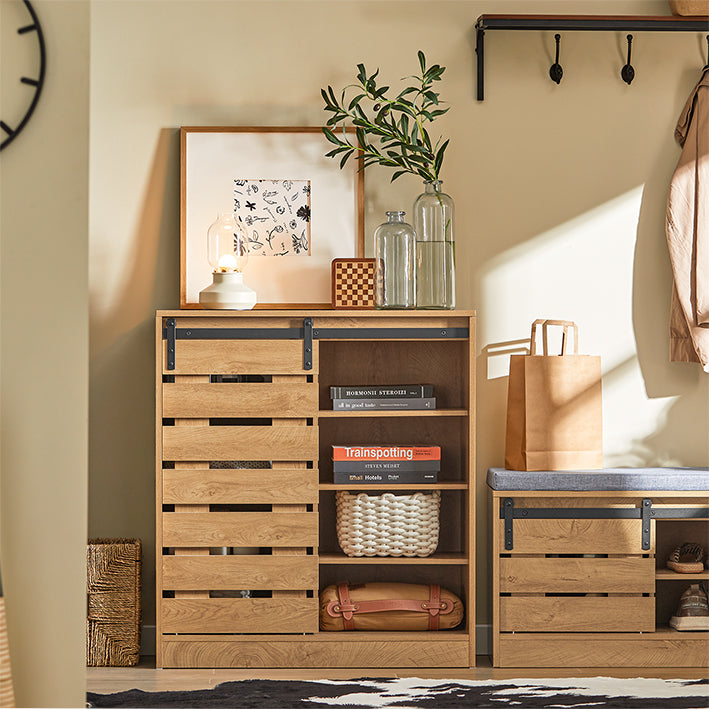 Modern dressoir met schuifdeur - dressoir - schoenenkast - veelzijdige opbergruimte - eenvoudige montage - duurzame PB- en MDF-materialen - 80 cm x 89 cm x 35 cm
