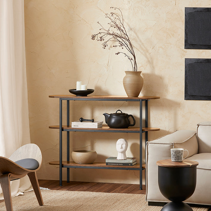 Consoletafel - Haltafel - Dressoir - Bijzettafel - Stevig en ruim - Verstelbare poten - Muurveilig kantelslot - PB(E1) en metaal - 110 cm x 86 cm x 25 cm