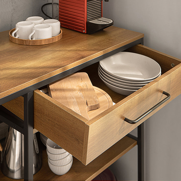 Dressoir Keukeneiland - Halkast - Keukenkast - Ruime opbergruimte - Stevig metalen frame - Verstelbare poten - 120 cm x 90 cm x 45 cm