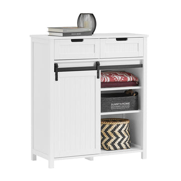 moderne keukenkast - dressoir met schuifdeur - dressoir - buffet - verstelbare planken - elegant zwart-wit ontwerp - eenvoudige montage - 80 cm x 35 cm x 93 cm