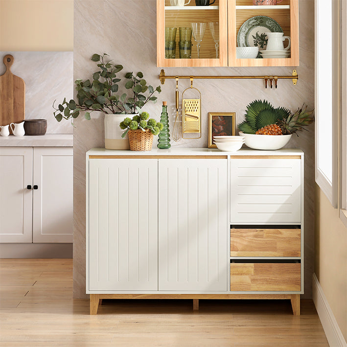 Keukenkast Dressoir - Halkast - Dressoir - TV-kast - Verstelbare Planken - Muuranker Veiligheid - Ruime opbergruimte - MDF & Rubberhout - 120cm x 90cm x 40cm