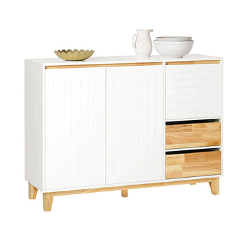 Keukenkast Dressoir - Halkast - Dressoir - TV-kast - Verstelbare Planken - Muuranker Veiligheid - Ruime opbergruimte - MDF & Rubberhout - 120cm x 90cm x 40cm