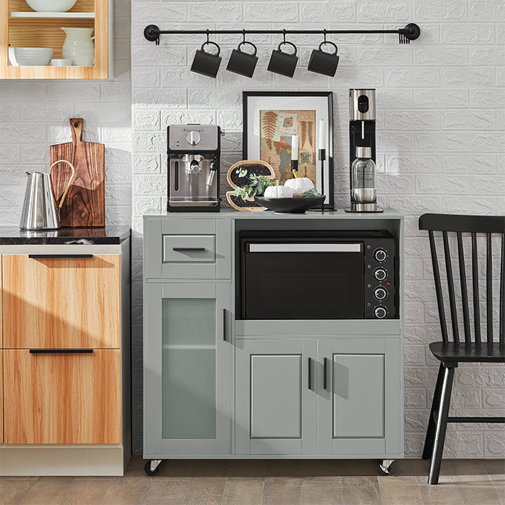 Keukenkast Dressoir - Halkast - Keukentrolley - MDF Constructie - Verstelbare Plank - Mobiel Ontwerp - 89cm x 89cm x 40cm
