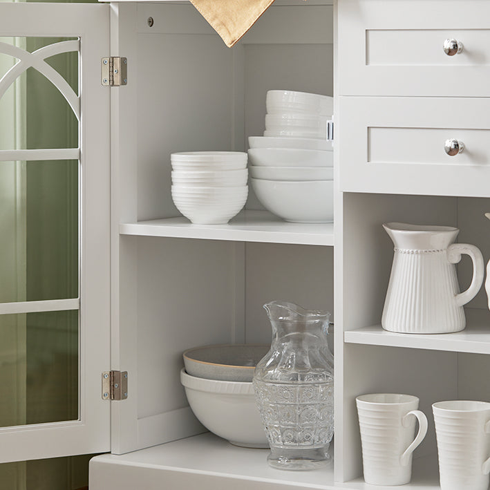 Keukenkast Dressoir - Halkast - Dressoir - MDF en glazen constructie - Ruime opbergruimte - Stofvrij display - Eenvoudige montage - 120 cm x 78 cm x 39 cm