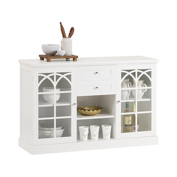 Keukenkast Dressoir - Halkast - Dressoir - MDF en glazen constructie - Ruime opbergruimte - Stofvrij display - Eenvoudige montage - 120 cm x 78 cm x 39 cm