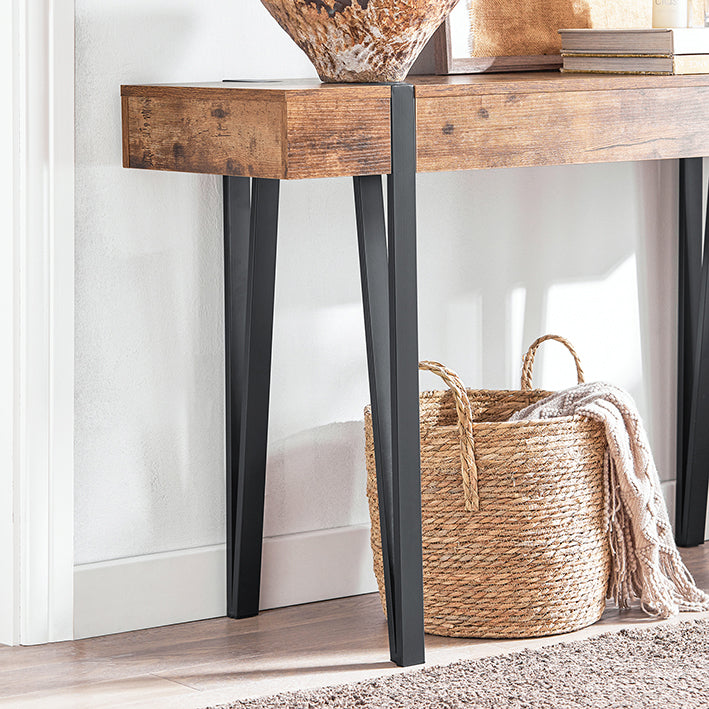 consoletafel - haltafel - bijzettafel - vintage industrieel ontwerp - stevig MDF en metalen frame - ruime opbergruimte - krasbestendige viltbeschermers - 120 cm x 75 cm x 41 cm